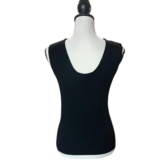 VTG 2000s Michelle Nicole Black Floral Beaded Form Fitting Ribbed Tank Top XL - Picture 6 of 7
